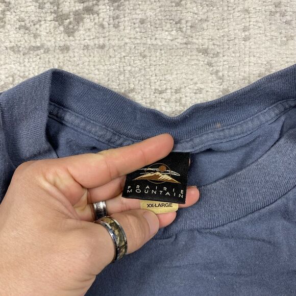 VTG Prairie Mountain Wolfs Alaska T Shirt Men’s Single Stitch Blue Size 2XL XXL - Picture 5 of 7